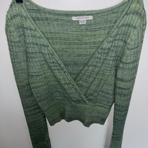 Green Plaid Long Sleeve Top